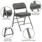 Flash Furniture HERCULES Series Premium Curved Triple Braced & Double Hinged Grey Fabric Metal Folding Chairs - 2 Pack-18 Gauge Steel Frame