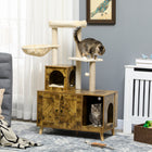 PawHut Litter Box Enclosure with Cat Tree Tower, Condo and Scratching Posts-Sisal rope posts and pad satisfy your cats' desire to claw and protect your furniture from scratching 