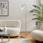 Modway Silo Glass Globe Glass and Metal Floor Lamp - Satin Nickel-Satin Brass Base