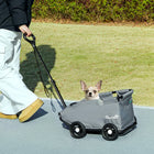 PawHut 4 Wheels Folding Lightweight Pet Stroller with Universal Handle Rod, Storage Bag and Washable Cushion - Grey-45° entrance facilitates easy dog access 