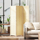 HOMCOM 3-Panel Bamboo Wave Freestanding Room Divider for Indoor Bedroom Office - Natural Wood-Folding design with 3 panels, easy to move and space-saving to store
