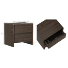 Manhattan Comfort Linda 24" Modern 2-Drawer Nightstand - Walnut Brown-Minimalist low-profile design with smooth, rounded drawer fronts for a soft modern aesthetic