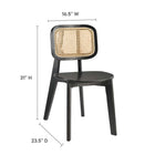 Modway Habitat Wood Dining Side Chair - Black-Woven Rattan Cane Seat
