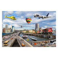 MOJO On-the-Go Transportation Jumbo Photographic Floor Puzzle-Colourful illustrated design includes names for all of the animals encouraging recall and learning