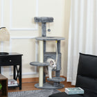 PawHut 44" Cat Tree Tower with Condo, Scratching Posts and Bed - Dark Grey-Equipped with jute rope scratching posts, perches, roomy condo, cozy bed, toy ball and teasing rope 