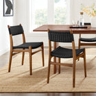 Modway Wynn Rope and Wood Dining Side Chairs - Walnut/Black - 2 Pack-Woven Rope Backrest and Seat
