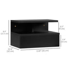HOMCOM Floating Nightstands with Drawer and Open Shelf - Black - Set of 2-Crafted from robust particle board for lasting use