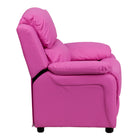 Flash Furniture Deluxe Padded Contemporary Hot Pink Vinyl Kids Recliner with Storage Arms-CA117 Fire Retardant Foam
