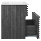 Modway Render 18" Wall-Mount Bathroom Vanity - Charcoal/White-Full-Extension Drawer