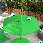 Outsunny Kids Folding Picnic Table & Chair Set with Sun Umbrella - Green-Attractive pattern on the fabric grabs their attention   
