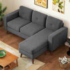 HOMCOM L-Shaped Sectional Sofa with Chaise Lounge - Dark Grey-Colour: Dark Grey
