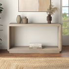 Hudson&Canal Lonni 55" Rectangular Console Table - Alder White-Rounded corners on a rectangular tabletop with a lower shelf for storage