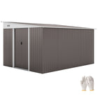 Outsunny Outdoor Steel Garden Storage Shed with Double Sliding Doors & Air Vents - 11' x 9' - Grey-Corrugated steel frame, galvanized for extra strength. Tough and resistant to rusting and corrosion 