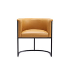 Manhattan Comfort Cosmopolitan 24" Mid-Century Modern Faux Leather Upholstered Dining Chair - Saddle and Black - Set of 2-Weight Capacity: 300 lb