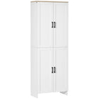 HOMCOM 67" H 4-Door Kitchen Pantry Cabinet with Adjustable Shelves - White-Features recessed door panel, our pantry cabinet adds modern simplistic beauty to your inner decor 