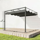 Outsunny Retractable Pergola Canopy Wall-Mounted Pergola - 10' x 10' - Dark Grey-Water-repellent canopy features drainage holes to prevent water from pooling 