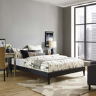Modway Tessie Vinyl Full Bed Frame with Squared Tapered Legs - Black-Upholstered in Vinyl