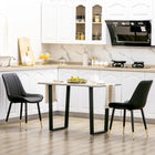 HOMCOM Dining Chairs, Upholstered in PU Leather for Kitchen - Black - Set of 2-Designed in a neutral colour with gold-finish feet that give it a modern style
