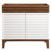 Modway Render 36" Bathroom Vanity Cabinet - White/Walnut-Mid-Century Modern Vanity