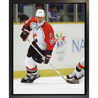 Frameworth Wayne Gretzky Classic Series 1998 Olympics - Framed Canvas - 18.5" x 22.5"-Officially licensed Team Canada hockey canvas featuring Wayne Gretzky at the 1998 Nagano Olympics