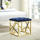 Modway Intersperse Ottoman - Gold/Navy-Gold Stainless Steel Base