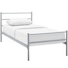 Modway Alina Platform Twin Bed Frame - Grey-Integrated Headboard / Footboard