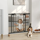 PawHut 30" - 41" Baby Gate with 2 Extension Kit and Auto-Close - Black-Simple pressure-fit setup, screws optional for extra stability 