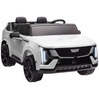 Qaba 2-Seater 12V 10A Ride on RC Car Cadillac Escalade Licensed - White-Two-seater Cadillac Escalade IQ 2025 licensed kids car offers spacious fun 