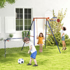 Outsunny Swing Set for Kids with Swing Seat, Basketball Hoop - Football Goal-Can fit up to a child at once 