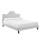 Modway Soleil Performance Velvet King Bed - Light Grey-Tapered Black Wood Legs