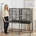 PawHut 56" Rolling Parrot Cage with Detachable Rolling Stand-Bottom shelf provides extra space for storing bird supplies
