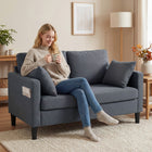HOMCOM 55" Loveseat Sofa with Spring Cushion - Dark Grey-Linen-look fabric ensures breathability and wear-resistant durability  