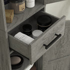 HOMCOM 67" Tall Narrow Bathroom Storage Cabinet - Distressed Dark Grey-Anti-tipping design and anti-slip foot pads add safety and stability