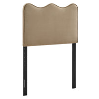 Modway Athena Stain-Resistant Performance Velvet Twin Size Headboard - Taupe-Stain-Resistant Performance Velvet