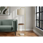 Monarch Specialties 67" H Contemporary Floor Lamp - Brass Metal / Beige Shade-A practical built-in walnut brown laminate shelf with a USB port included is convenient for device charging within reach, making it a functional accent piece