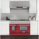 Kucht 48" KNG Series Pro Style Natural Gas Range - Stainless Steel/Red-Product dimensions 27.75" L x 48" W x 36" H