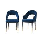 Manhattan Comfort Carrington 20.9" Modern Glam Velvet Upholstered Dining Armchairs - Midnight Blue - Set of 2-Modern Glam Accent Chairs for Living Room Usage. Set of 2