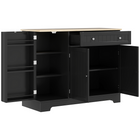 HOMCOM Modern Sideboard Buffet Cabinet with Wood Effect Top & Multi Storage Shelves - Black-Large storage accommodates various items for clutter-free living