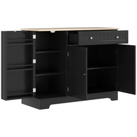 HOMCOM Modern Sideboard Buffet Cabinet with Wood Effect Top & Multi Storage Shelves - Black-Large storage accommodates various items for clutter-free living