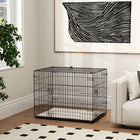 PawHut 30" L Folding Metal Dog Kennel with 2 Doors, Tray and Cushion - Black-Strong metal frame for stability 