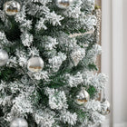 HOMCOM 9' Snow-Flocked Pencil Artifical Christmas Tree - Green-Flame-retardant branches for safety 