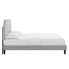 Modway Sienna Performance Velvet Full Platform Bed with Black Wood Legs - Light Grey-Reinforced Center Beam and Support Legs