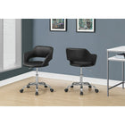 Monarch Specialties 7298 Hydraulic Lift Base Office Chair - Black/Chrome Metal-Hydraulic lift mechanism allows the chair height to be smoothly adjusted for the sitter, while a 360-degree swivel seat and 5-star chrome metal base with hooded casters offer mobility