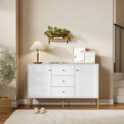 HOMCOM Modern 47.2" L Sideboard Buffet Cabinet with Storage - White-Includes anti-tipping kit to secure it on the wall for family safety