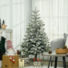 HOMCOM 5' Snow-Flocked Artificial Christmas Tree with 521 Tips - Green-521 tree tips offer ample space for decorative ornaments 