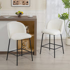 HOMCOM 27" Counter Height Modern Bar Stools with Back - Cream White - 2 Pack-Linen-look fabric paired with high-density foam delivers comfort

