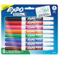 Expo Low Odour Dry Erase Markers - Fine Tip - Assorted Colours - 8 Pack-Better erasing ink! One swipe and it’s gone. Compared overall to previous version of EXPO markers. Results vary based on surface