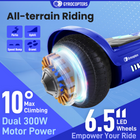 Gyrocopters PRIME Hoverboard for Kids - 15 km/h Speed ​​ - 300 W - 6.5" - LED Wheels - Bluetooth Speaker - Blue-LED-illuminated wheels