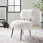 Modway Skylar Sheepskin Chair - White-Metal Legs