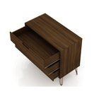 Manhattan Comfort Rockefeller 35.24" Mid-Century Modern Dresser - Brown-Fashionable Wire Splayed Legs Made of Metal for Extra Durability.